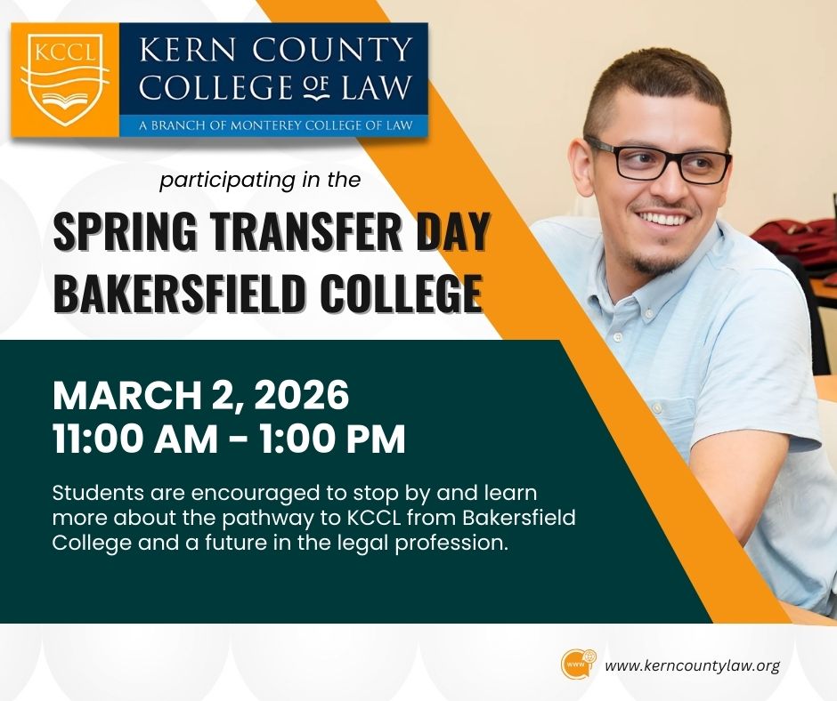 KCCL Logo in upper left corner. Photo of male student on right. Blue text on white background, and white text on blue background.