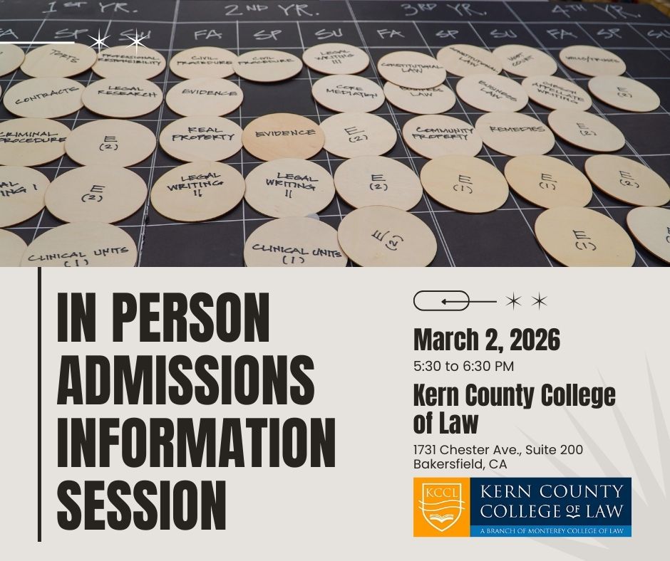 Admissions Information Session invitation. Black text on grey background, with school logo in the right bottom corner, and a photo of courses at the top.